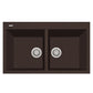 LaToscana Elegance 34" x 20" x 8" Brown Double Bowl Drop-in Granite Rectangular Kitchen Sink