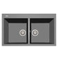 LaToscana Elegance 34" x 20" x 8" Titanium Double Bowl Drop-in Granite Rectangular Kitchen Sink