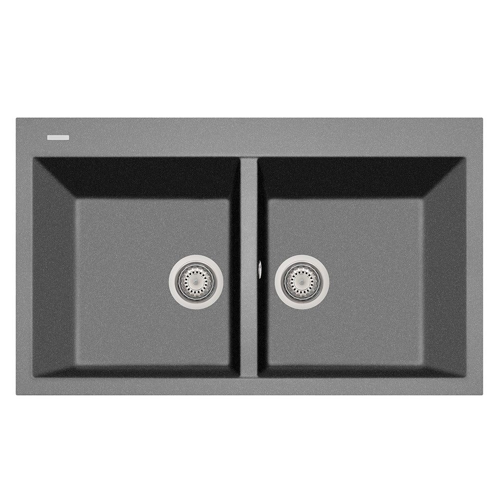 LaToscana Elegance 34" x 20" x 8" Titanium Double Bowl Drop-in Granite Rectangular Kitchen Sink