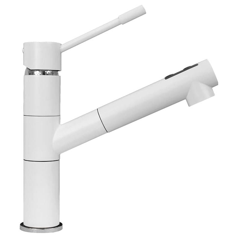 LaToscana Milk White Single Hole Pull-out Spray Kitchen Faucet