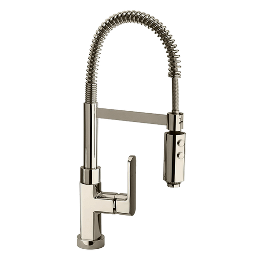 LaToscana Novello Brushed Nickel Single Hole Deck-Mounted Pull-Down Kitchen Faucet With Spray Function