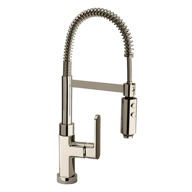 LaToscana Novello Brushed Nickel Single Hole Deck-Mounted Pull-Down Kitchen Faucet With Spray Function