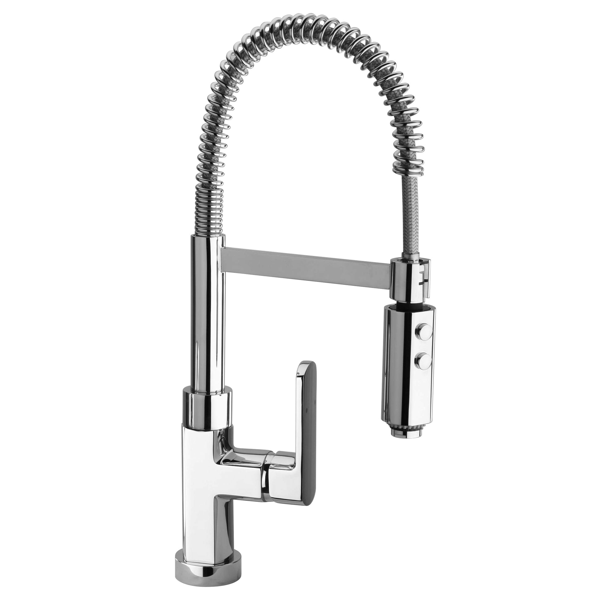 LaToscana Novello Chrome Single Hole Deck-Mounted Pull-Down Kitchen Faucet With Spray Function