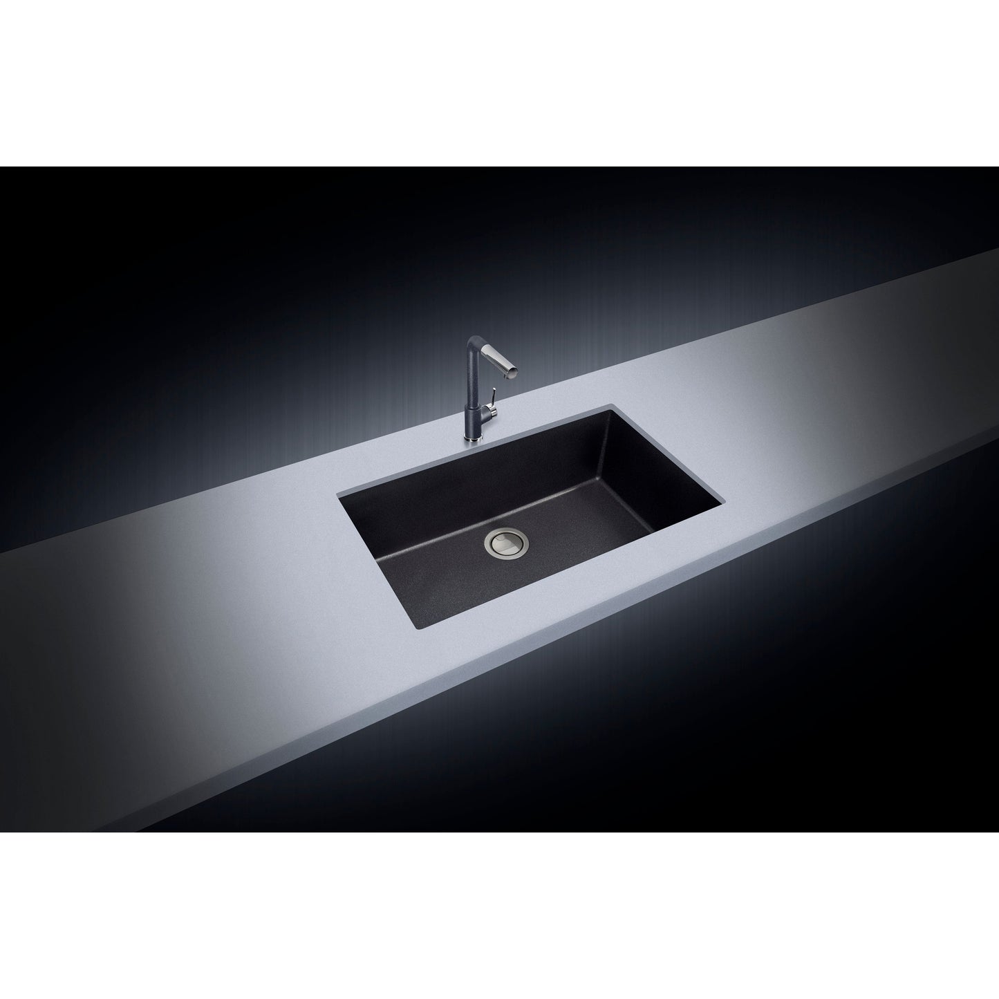 LaToscana Plados 33" x 19" x 10" Black Metallic Single Bowl Granite Undermount Kitchen Sink