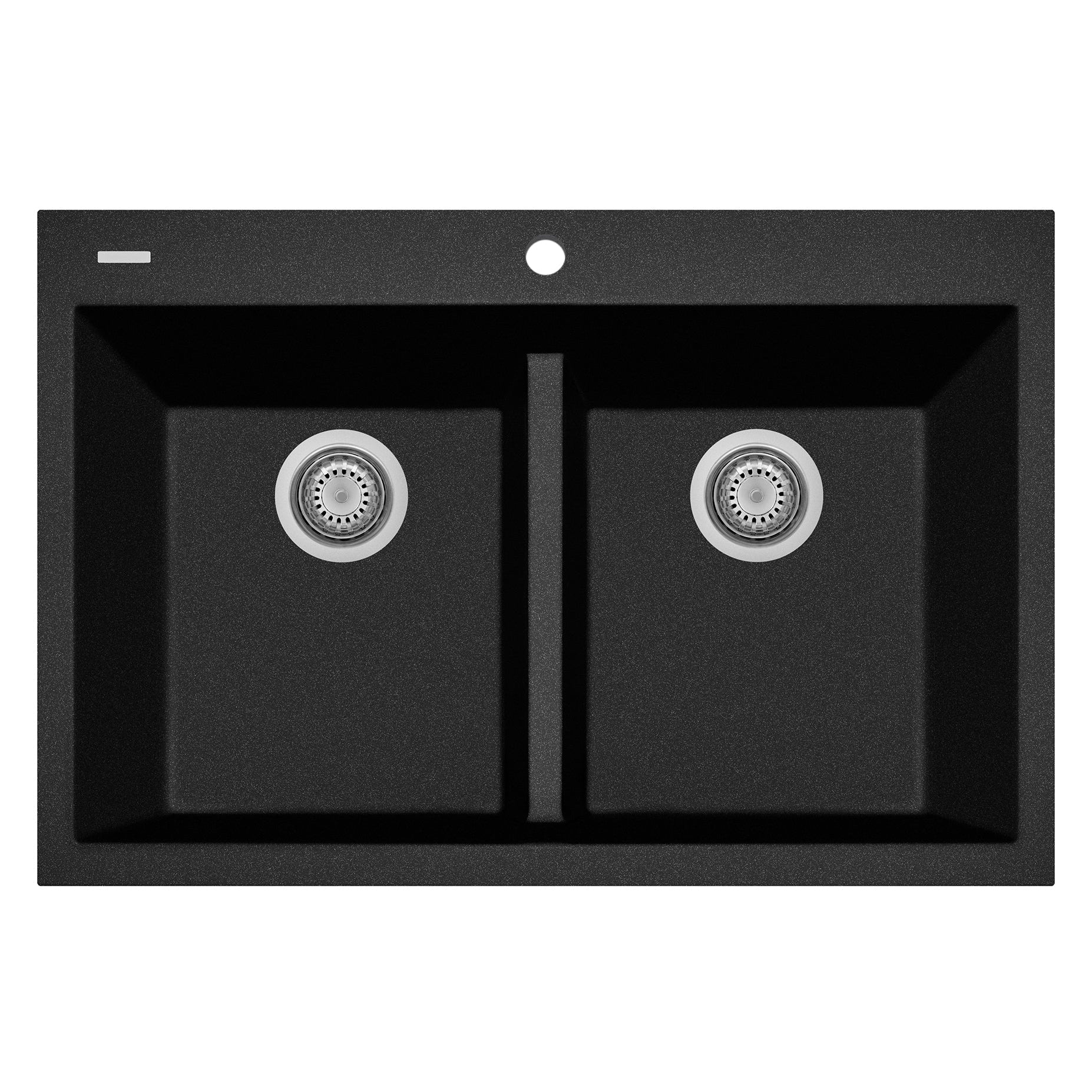 LaToscana Plados 33" x 22" x 10'' Black Metallic Double Bowl Granite Drop-in Kitchen Sink for 36'' Cabinet