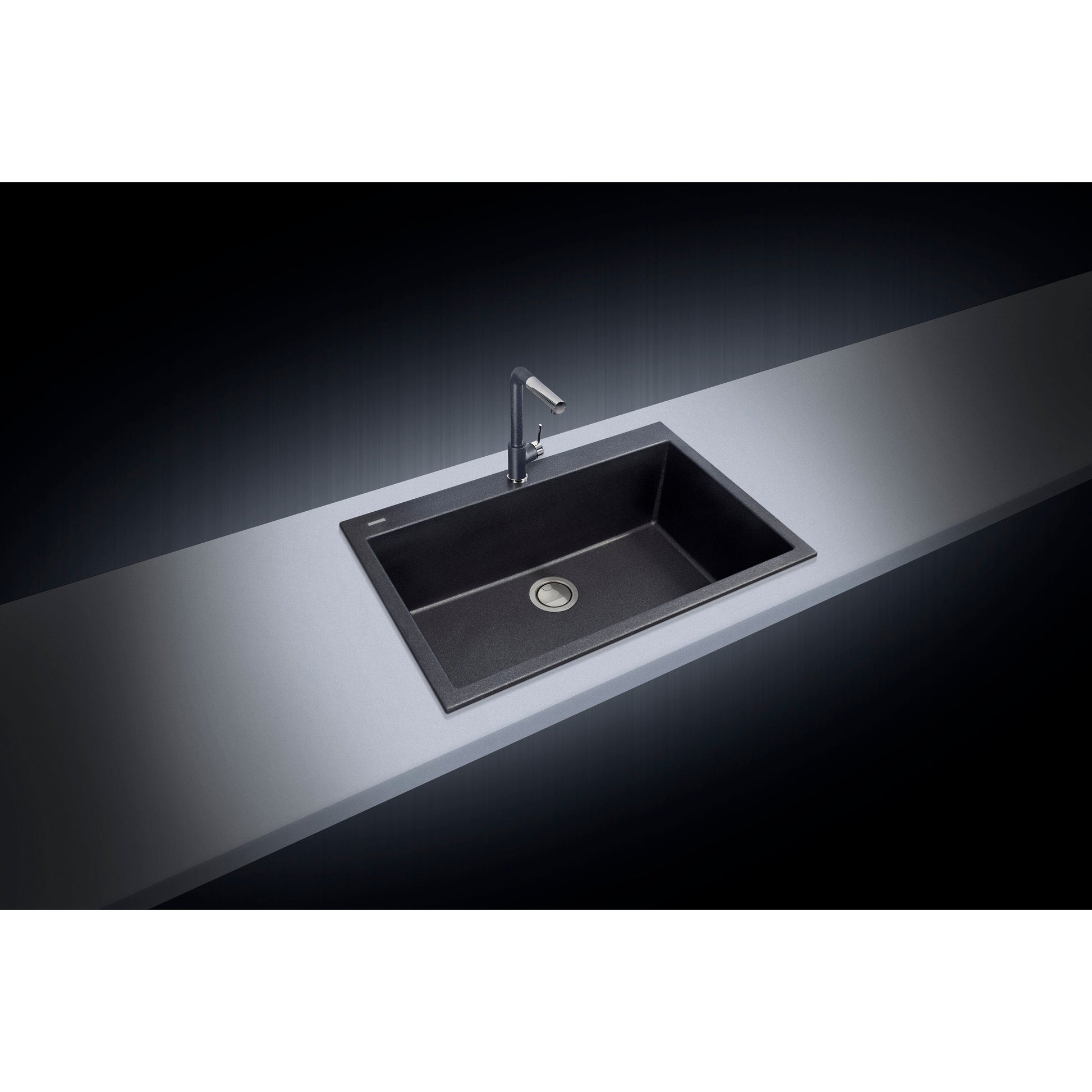 LaToscana Plados 33" x 22" x 10" Black Metallic Single Bowl Granite Drop-in Kitchen Sink