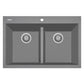 LaToscana Plados 33" x 22" x 10'' Titanium Double Bowl Granite Drop-in Kitchen Sink for 36'' Cabinet