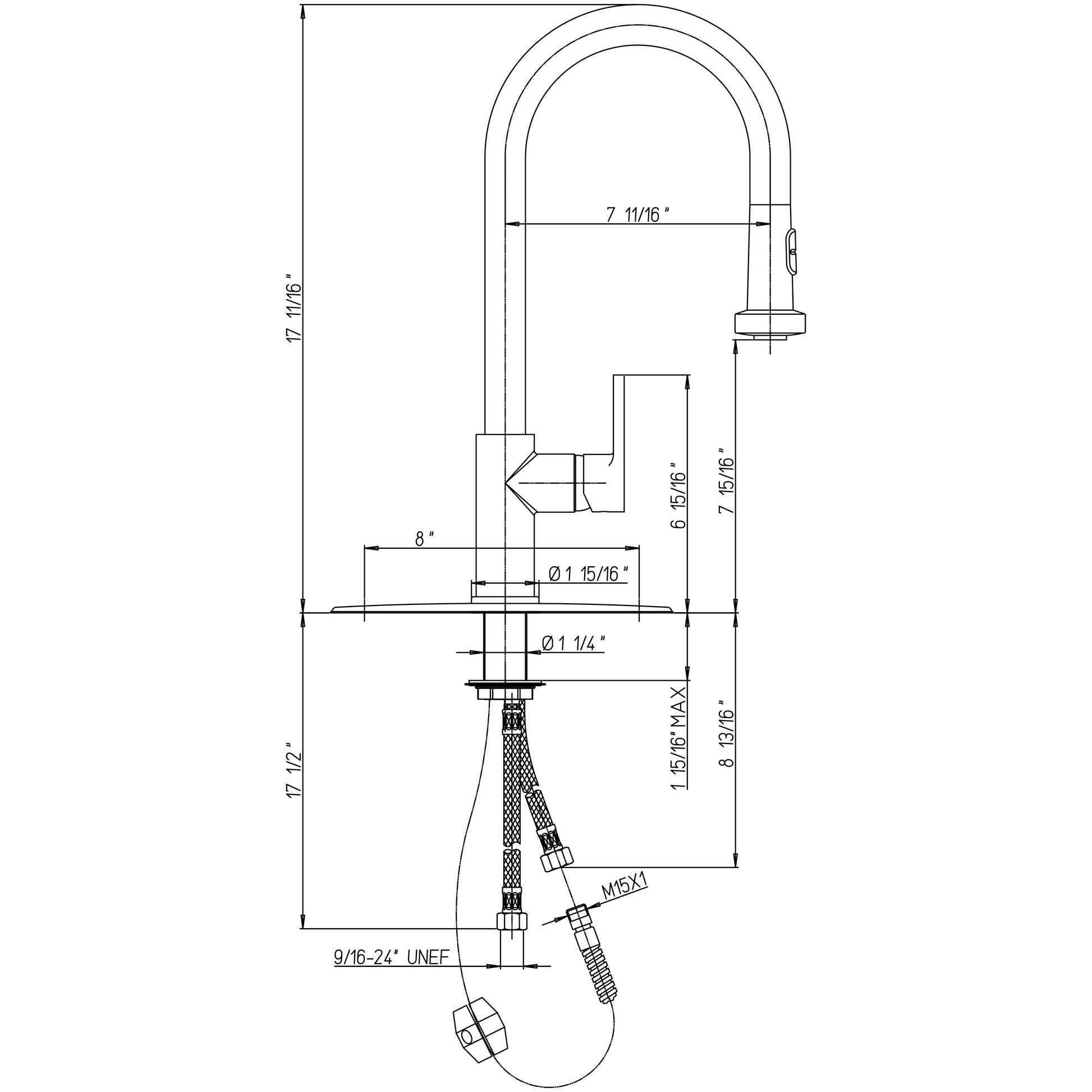LaToscana Polished Chrome Single Hole Pull-Down Spray Kitchen Faucet