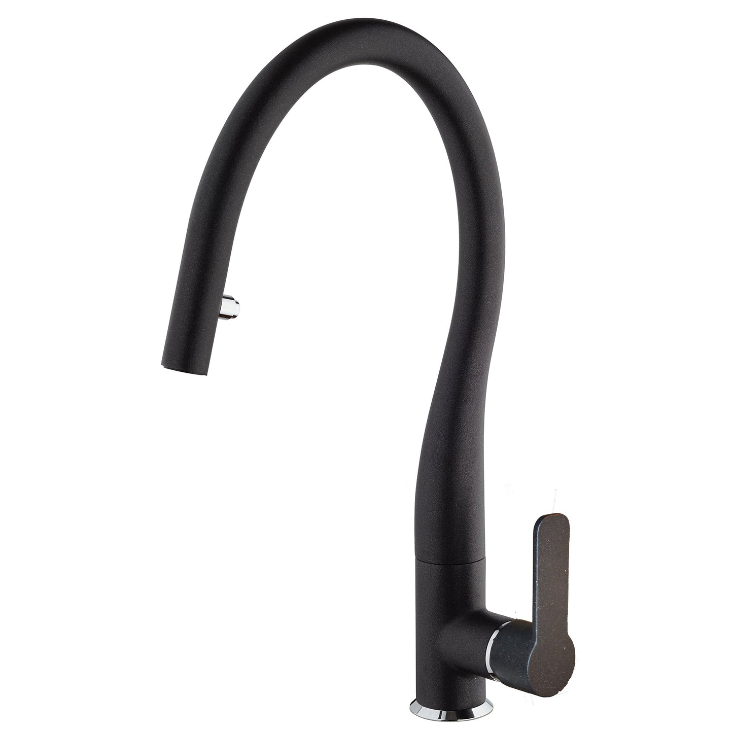 LaToscana Swan Matte Black Single Handle Pull-Down Spray Kitchen Faucet