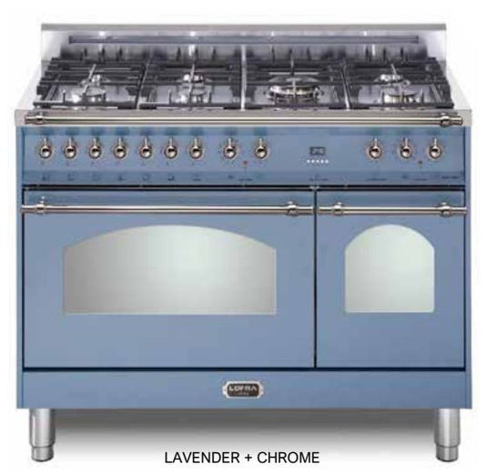 Lofra Dolcevita 48" Lavender Chrome Trim Dual Fuel Double Oven Range