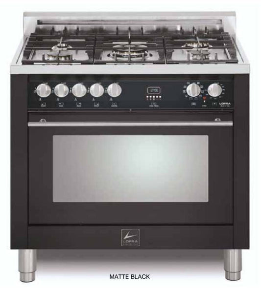 Lofra Maestro 36" Matte Black Steel Trim Dual Fuel Single Oven Range