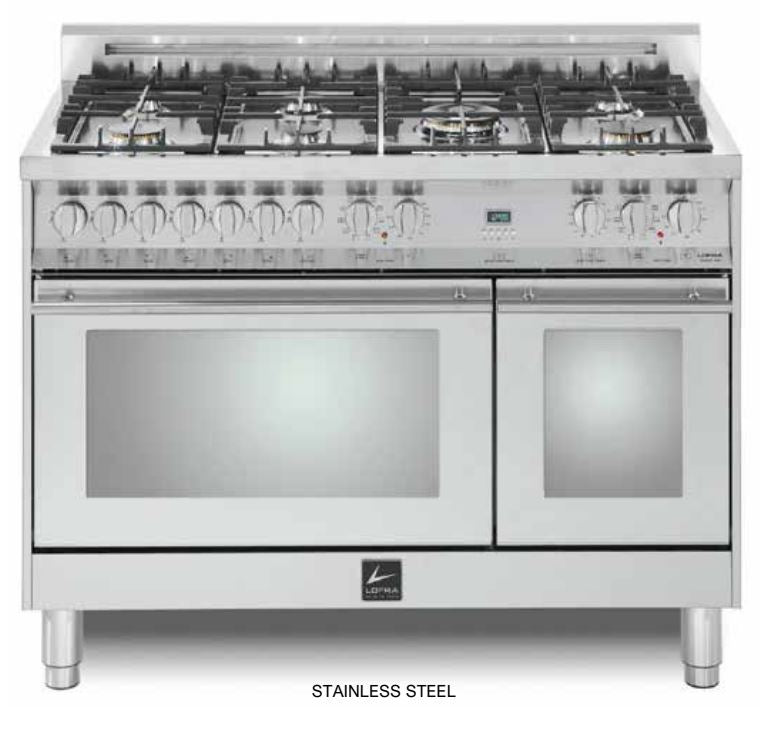 Lofra Maestro 48" Stainless Steel Finish & Trim Dual Fuel Double Oven Range