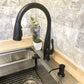 Lulani Kauai Matte Black 1.8 GPM Single Handle 3-Function Pull-Down Spray Head 360 Swivel Spout Faucet With Baseplate