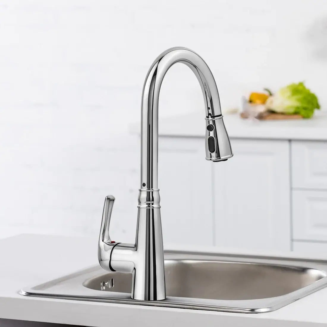 Lulani Moorea Chrome 1.8 GPM Dual Sensor Single Handle Pull-Down Faucet With Baseplate