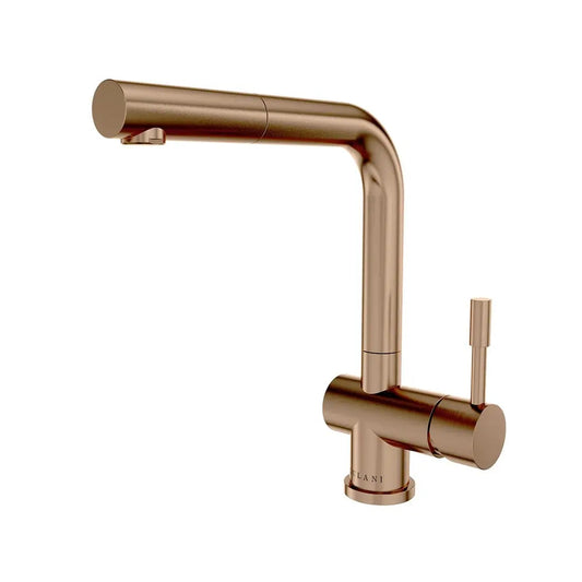 Lulani Nassau Rose Gold Stainless Steel PVD Finish 1.8 GPM 1-Handle Pull-Out Swivel Faucet With Baseplate