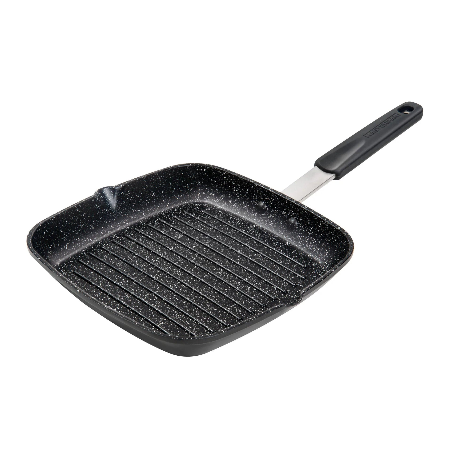 MASTERPAN Chef's Series 10” Grill Pan With Non-stick Aluminum Cookware and Stainless Steel Chef’s Handle