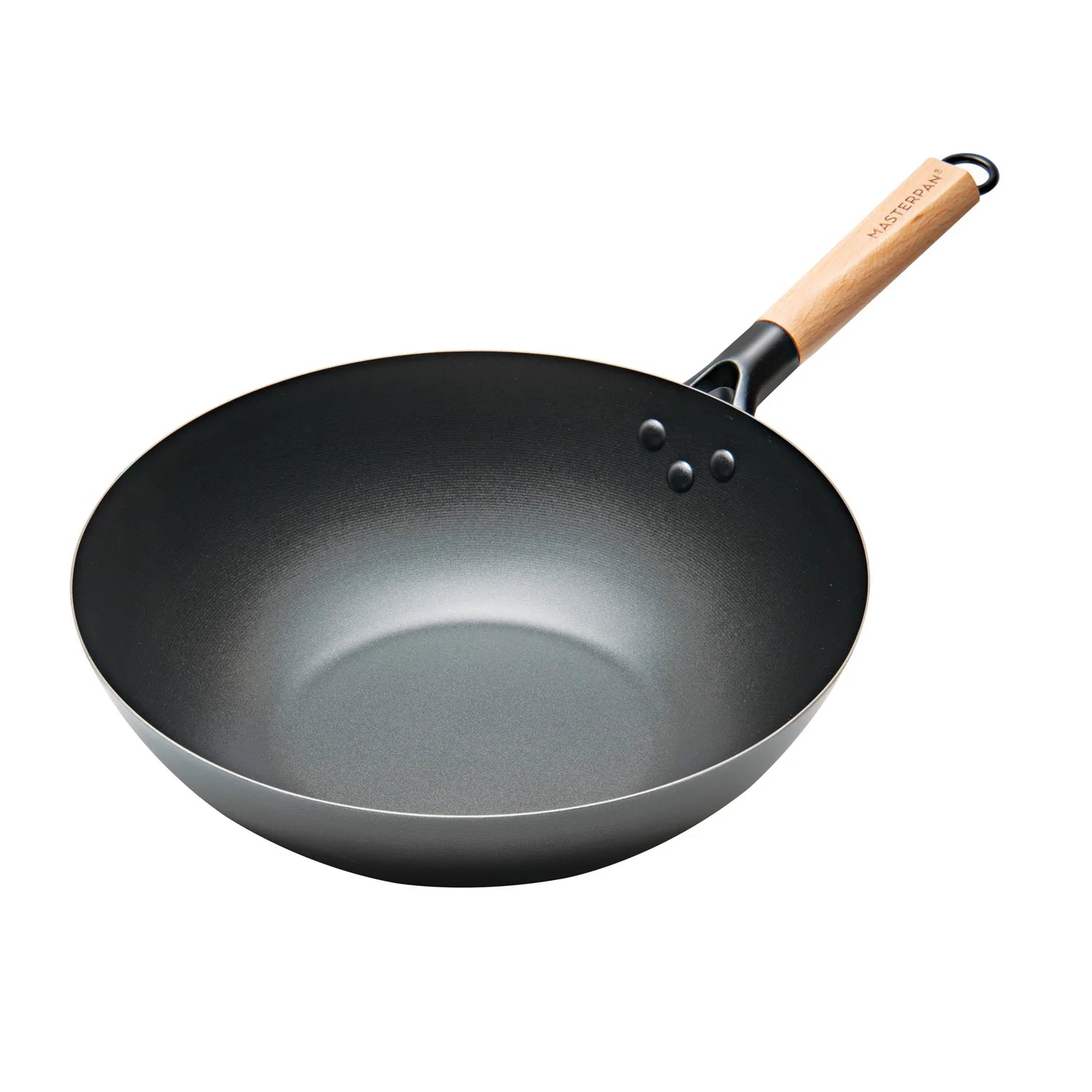 Goodful 12.5 Cast Aluminum, Ceramic Wok Stir-Fry Pan with Side Handle and Long Handle (No Lid) Charcoal