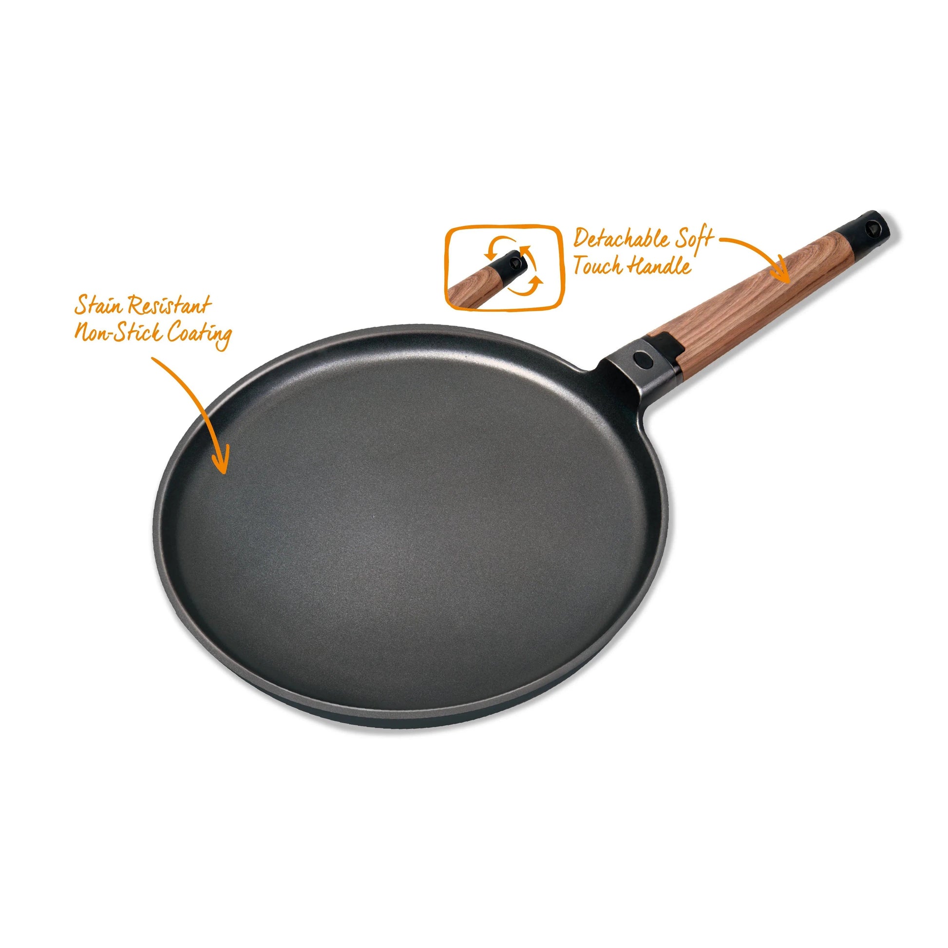 MASTERPAN Designer Series 11” Crepe Pan Non-stick Cast Aluminum With Soft Touch Handle