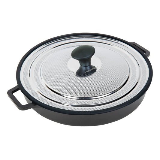 MASTERPAN Innovative Series 12” Black Stovetop Oven Grill Pan With Heat-in Steam-Out Lid, Non-stick Cast Aluminum