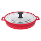 MASTERPAN Innovative Series 12” Red Stovetop Oven Grill Pan With Heat-in Steam-Out Lid, Non-stick Cast Aluminum