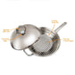 MASTERPAN Innovative Series 13” Stovetop Multi-Use 4-in-1 Smoker Wok Stainless Steel