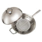 MASTERPAN Innovative Series 13” Stovetop Multi-Use 4-in-1 Smoker Wok Stainless Steel