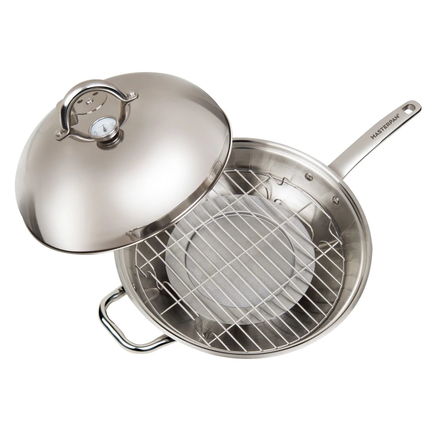 MASTERPAN Innovative Series 13” Stovetop Multi-Use 4-in-1 Smoker Wok Stainless Steel