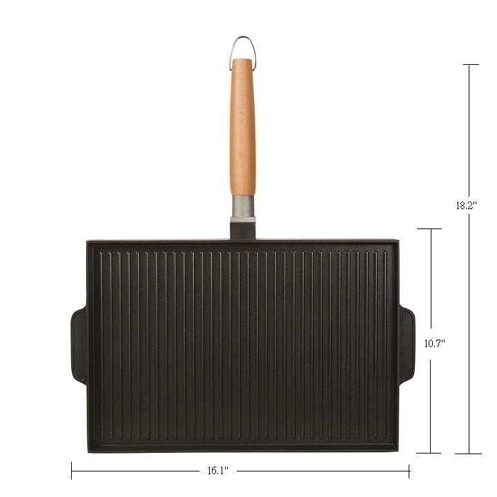 Cast-iron double-sided grilling pan