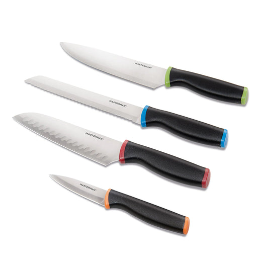 MASTERPAN Kitchen Prep 8-pc Knife Set With Protective Blade Covers, Stainless Steel Blade and Non-Slip Handle