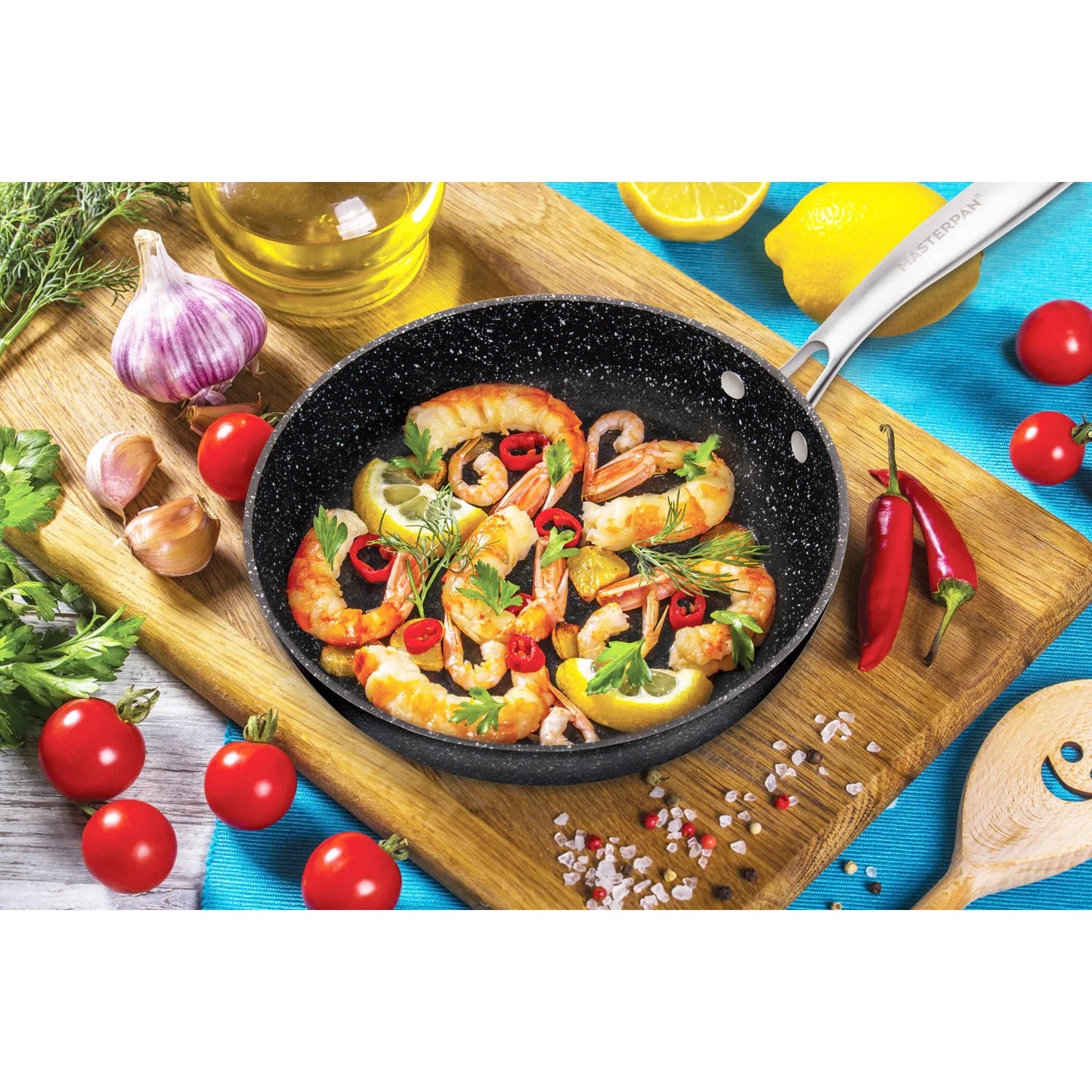 MASTERPAN Premium Series 10” Fry Pan and Skillet Non-stick Cast Aluminum Granite Look Finish