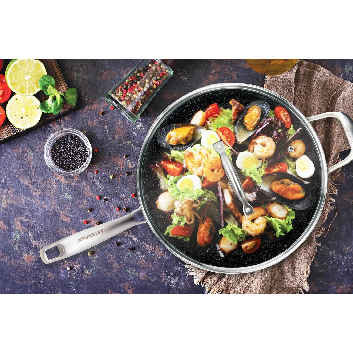  MasterPan Non-Stick 3 Section Meal Skillet, 11, Black: Home &  Kitchen