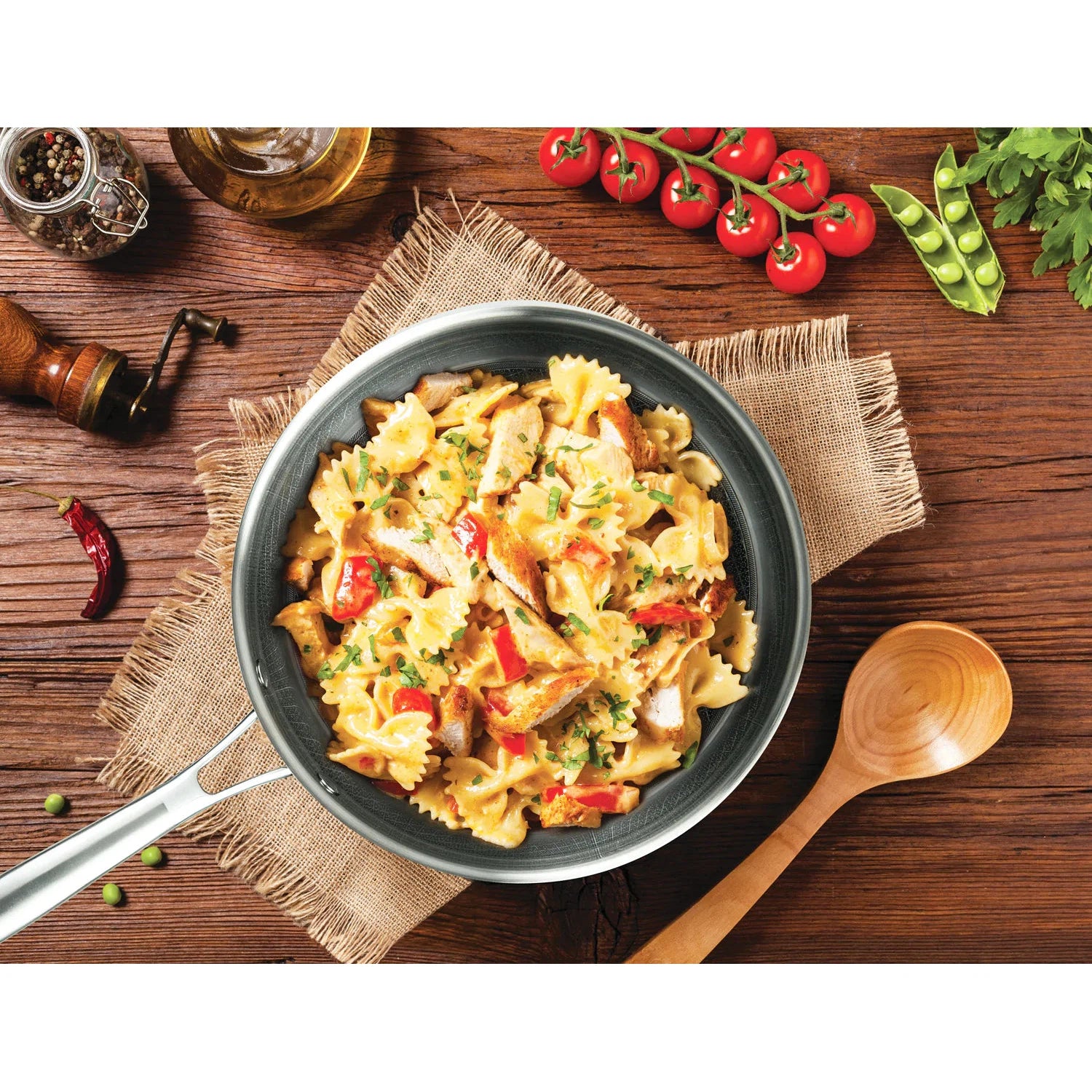 MASTERPAN Premium Series 9” 3-Ply Fry Pan and Skillet Stainless Steel and Aluminum Scratch-Resistant