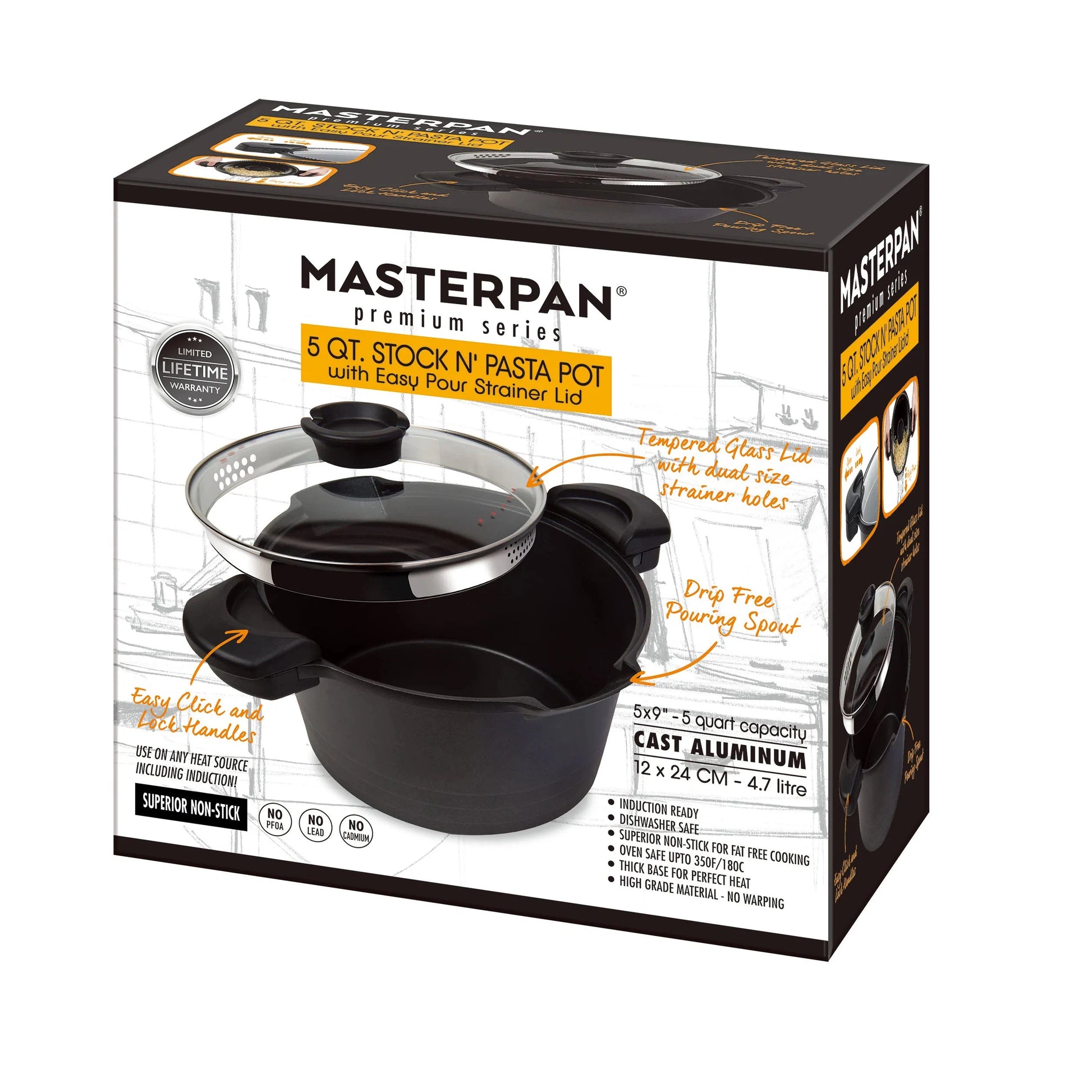 8 Qt Lock-n-Drain Stainless Steel Pasta Cooker
