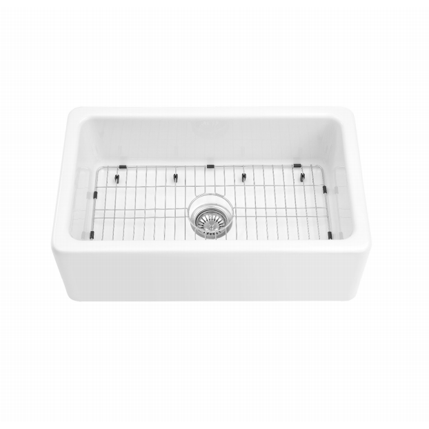 MONOPY 30-in Farmhouse Fireclay Thick Wall Kitchen Sink