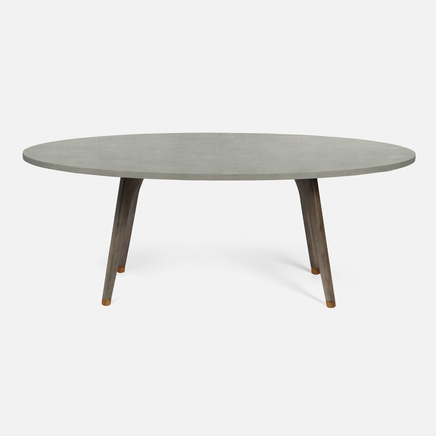 Made Goods Alder 72" Gray Stained Oak Dinning Table With Oval Castor Gray Vintage Faux Shagreen Table Top