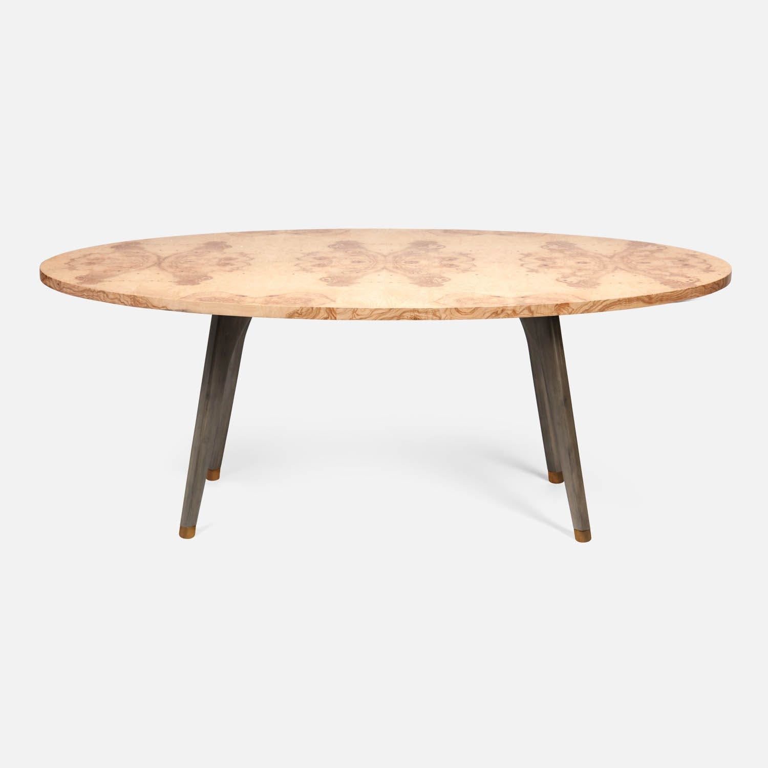 Made Goods Alder 72" Gray Stained Oak Dinning Table With Oval Olive Ash Veneer Table Top