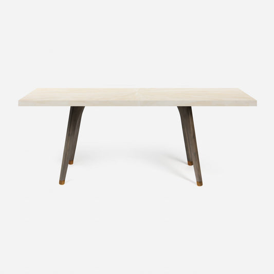 Made Goods Alder 72" Gray Stained Oak Dinning Table With Rectangle Ivory Faux Horn Table Top