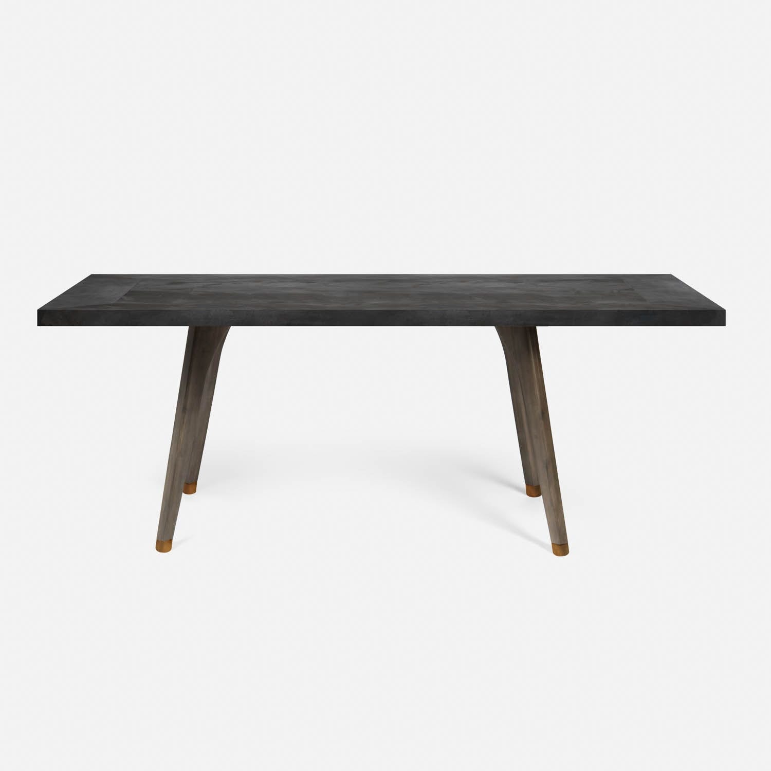 Made Goods Alder 72" Gray Stained Oak Dinning Table With Rectangle Zinc Metal Table Top