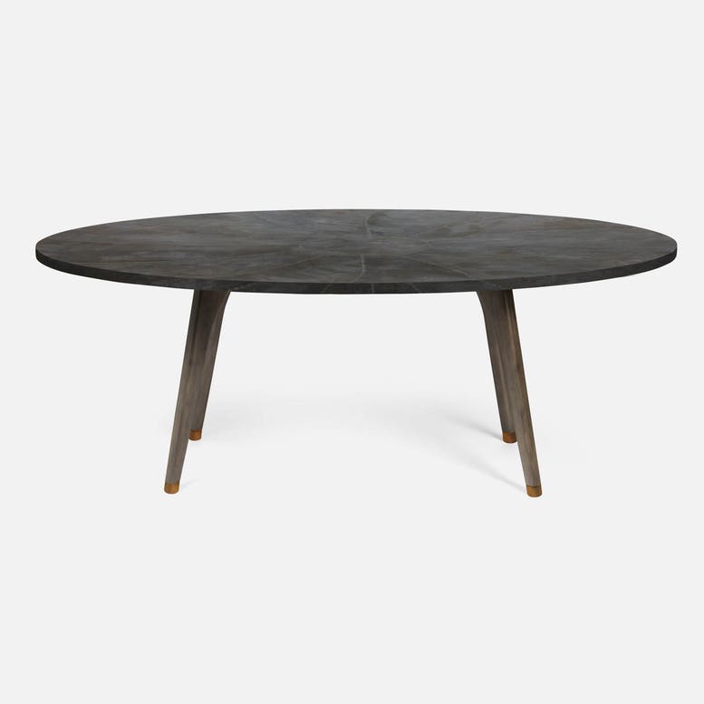 Made Goods Alder 72" x 42" Oval Gray Stained Oak Dining Table