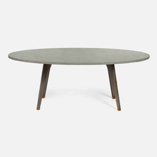 Made Goods Alder 96" Gray Stained Oak Dinning Table With Oval Castor Gray Vintage Faux Shagreen Table Top