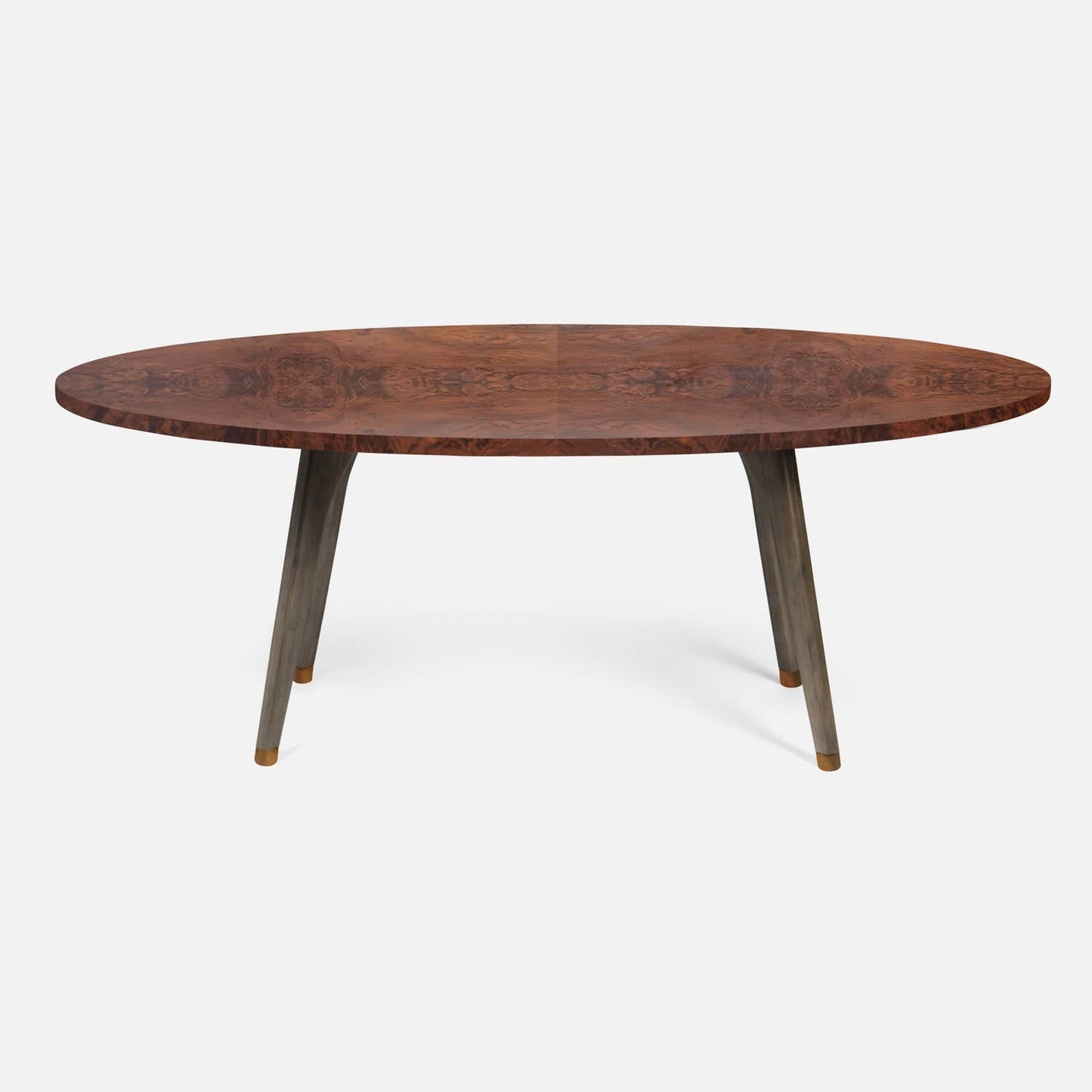 Made Goods Alder 96" Gray Stained Oak Dinning Table With Oval Walnut Veneer Table Top