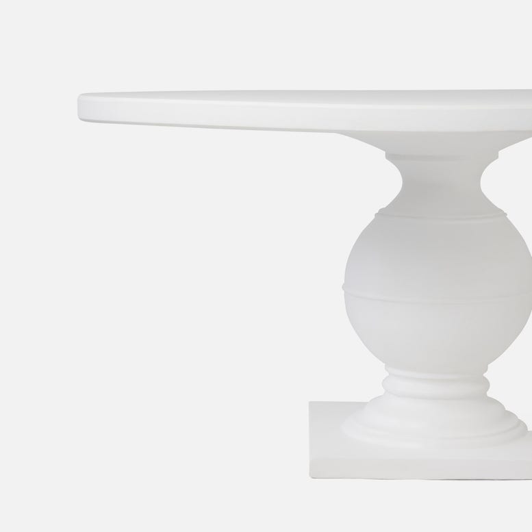 Made Goods Cyril 60" x 30" White Plaster Reconstituted Stone Outdoor Dinning Table With Round Table Top