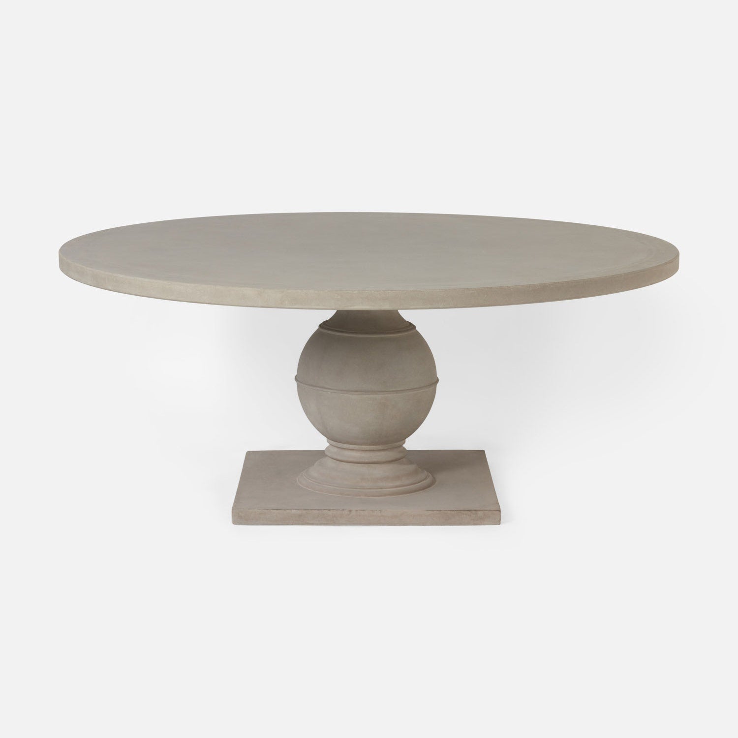 Made Goods Cyril 72" x 30" Light Gray Reconstituted Stone Outdoor Dinning Table With Round Table Top