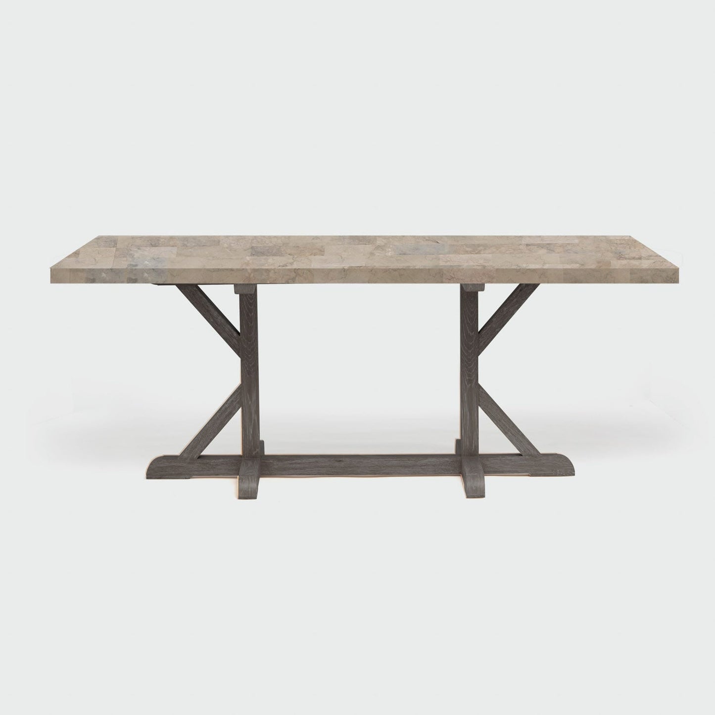 Made Goods Dane 110" x 40" x 30" Gray Cerused Oak Dinning Table With Rectangle Warm Gray Marble Table Top