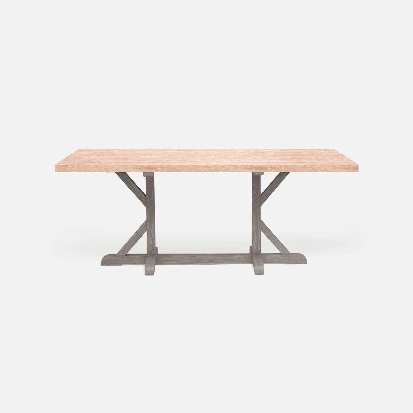 Made Goods Dane 110" x 40" x 30" Gray Cerused Oak Dinning Table With Rectangle White Cerused Oak Table Top