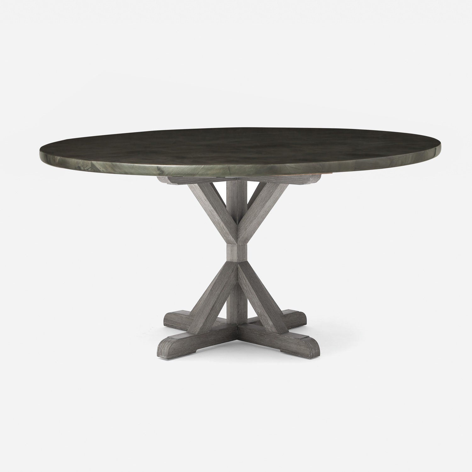 Made Goods Dane 48" x 30" Gray Cerused Oak Dinning Table With Round Dark Faux Horn Table Top