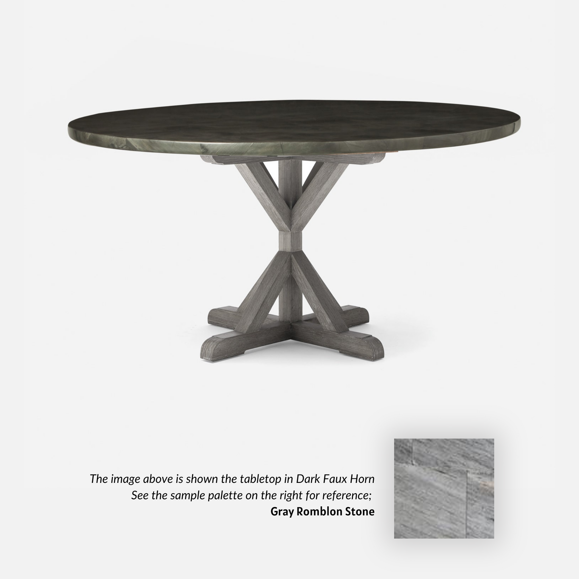 Made Goods Dane 48" x 30" Gray Cerused Oak Dinning Table With Round Gray Romblon Stone Table Top