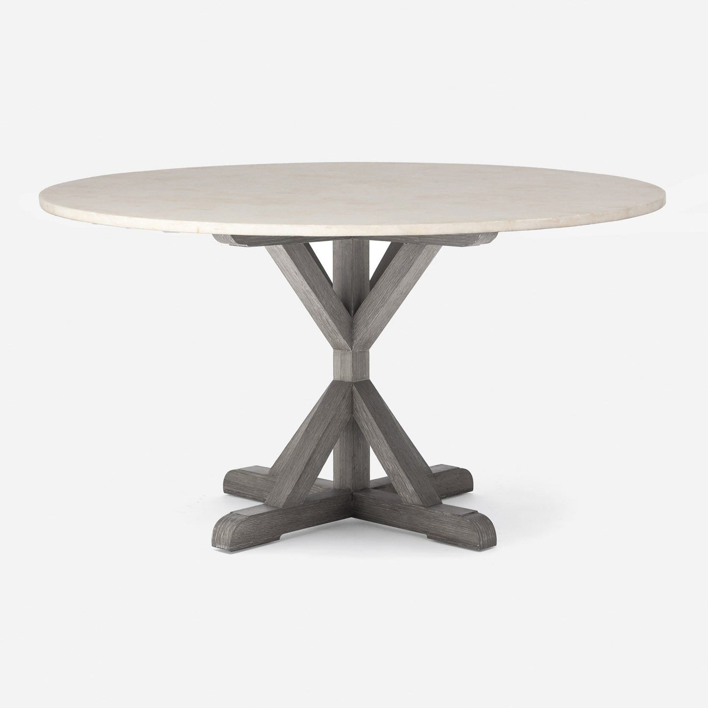 Made Goods Dane 48" x 30" Gray Cerused Oak Dinning Table With Round Ice Crystal Stone Table Top