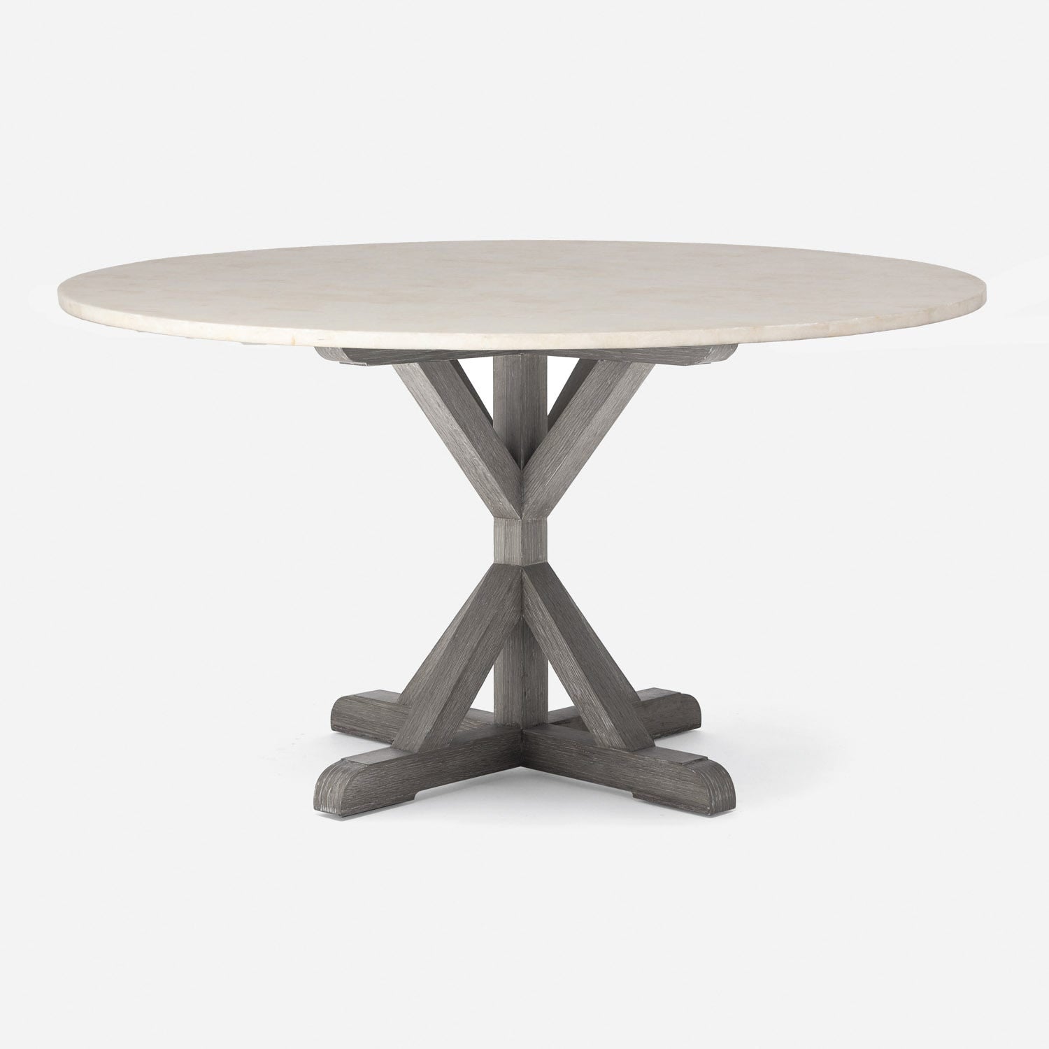 Made Goods Dane 48" x 30" Gray Cerused Oak Dinning Table With Round Ice Crystal Stone Table Top