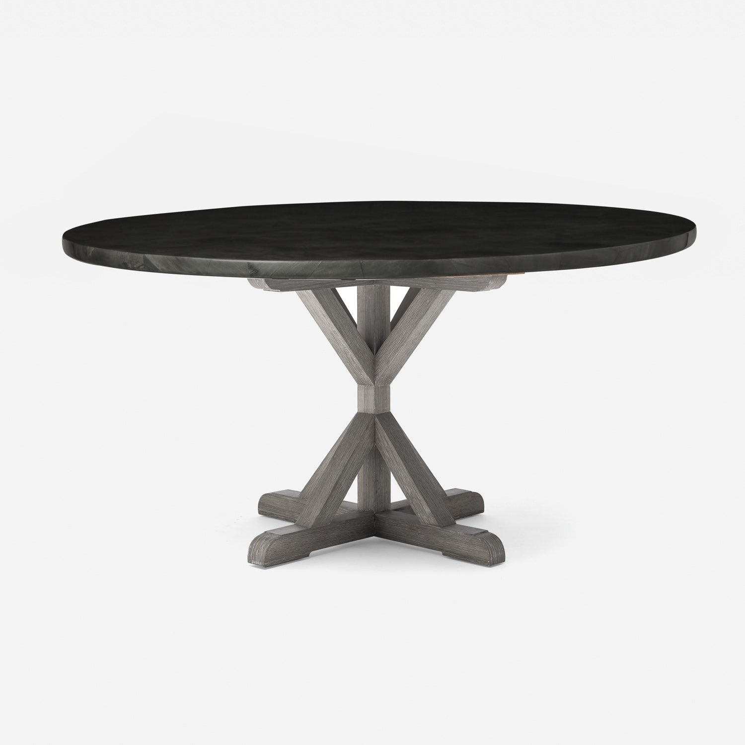Made Goods Dane 48" x 30" Gray Cerused Oak Dinning Table With Round Pewter Faux Horn Table Top